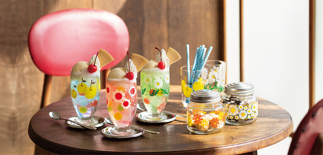 アデリアレトロ 台付きグラス 335ml（7種類）【昭和レトロ コップ