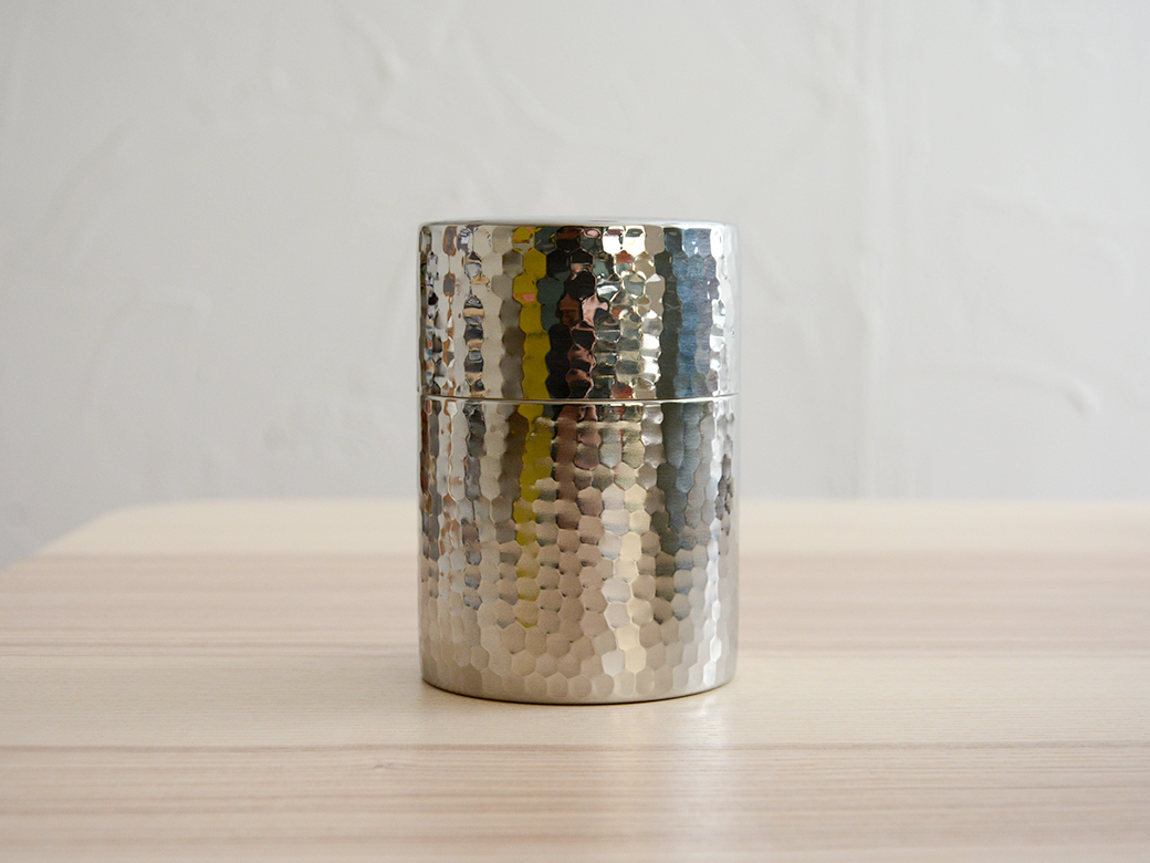 工房アイザワ ティ－キャディ茶筒（槌目仕上げ） No.70247 【ブラック